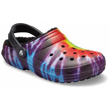 Crocs Classic Bélelt Tie-Dye Klumpa Férfi Fekete | HU 0814ILHS